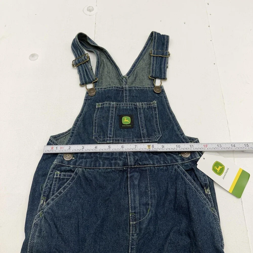 John Deere Overalls Kids 5 Blue Denim Bib Adjustable Straps Pockets Casual